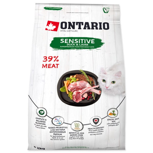 Ontario Cat Sensitive/Derma - raca in ovca - 2 kg