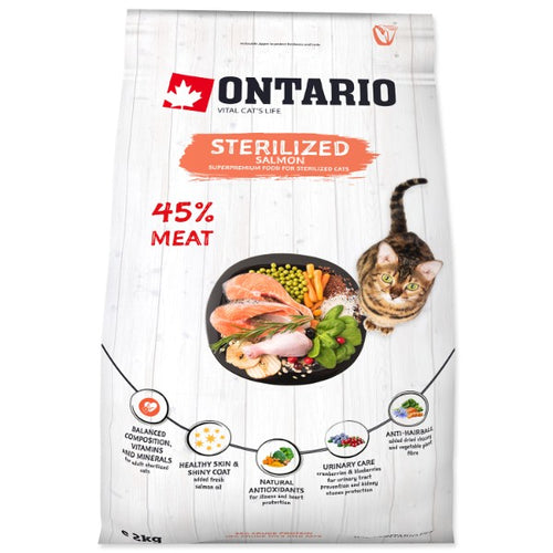 Ontario Cat Sterilised - losos - 2 kg