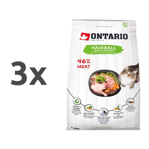 Ontario Cat Hairball - raca in piščanec - 3 x 2 kg