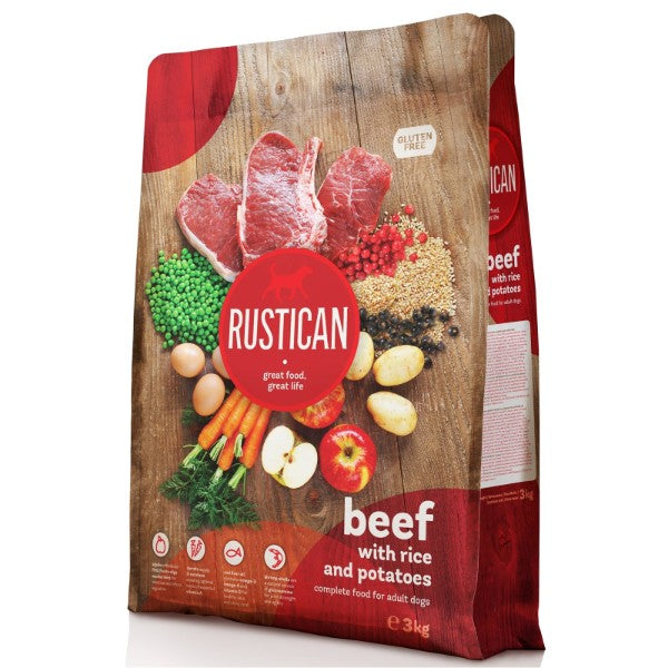 Rustican Gluten Free - govedina, riž in krompir - 3 kg