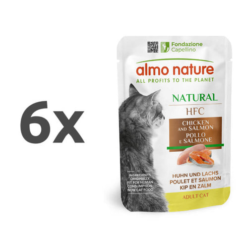 Almo Nature HFC Natural – piščanec in losos - 6 x 55 g