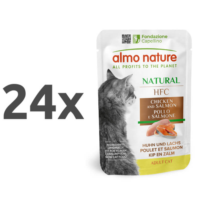 Almo Nature HFC Natural – piščanec in losos - 24 x 55 g