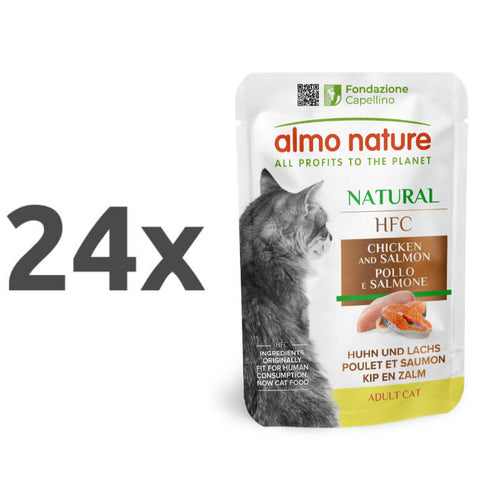 Almo Nature HFC Natural – piščanec in losos - 24 x 55 g