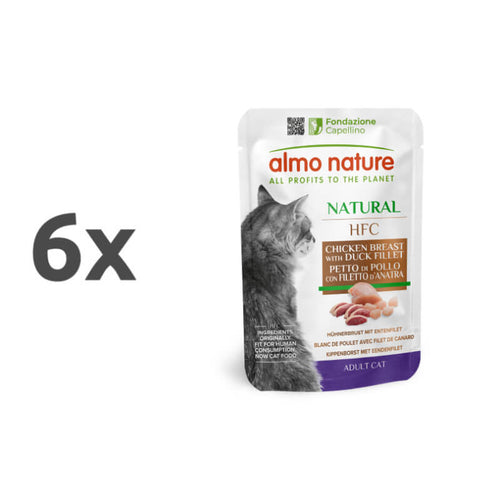 Almo Nature HFC Natural - piščančja prsa in file race - 6 x 55 g