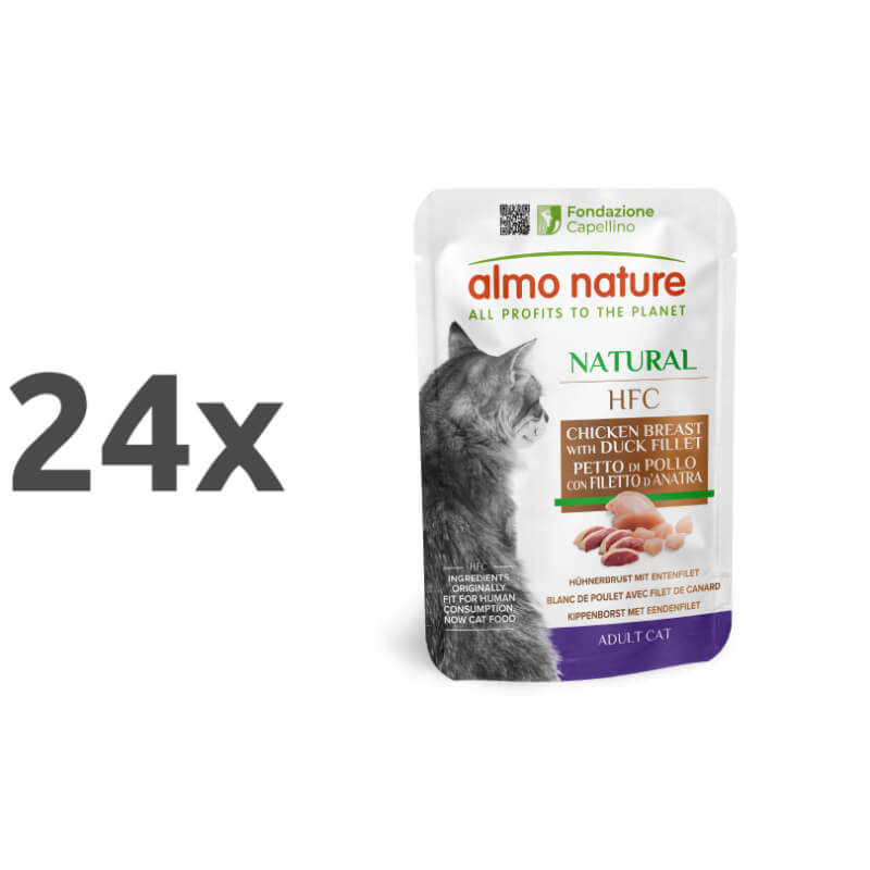 Almo Nature HFC Natural - piščančja prsa in file race - 24 x 55 g