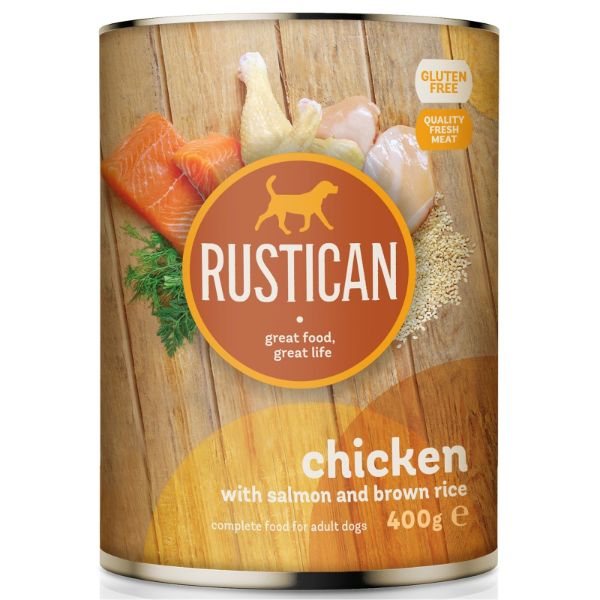 Rustican konzerva Adult - piščanec in losos - 400 g