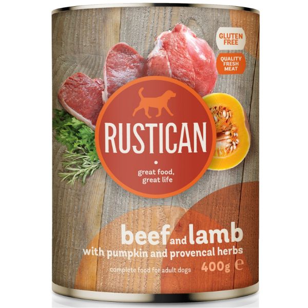 Rustican konzerva Adult - govedina in jagnjetina - 400 g