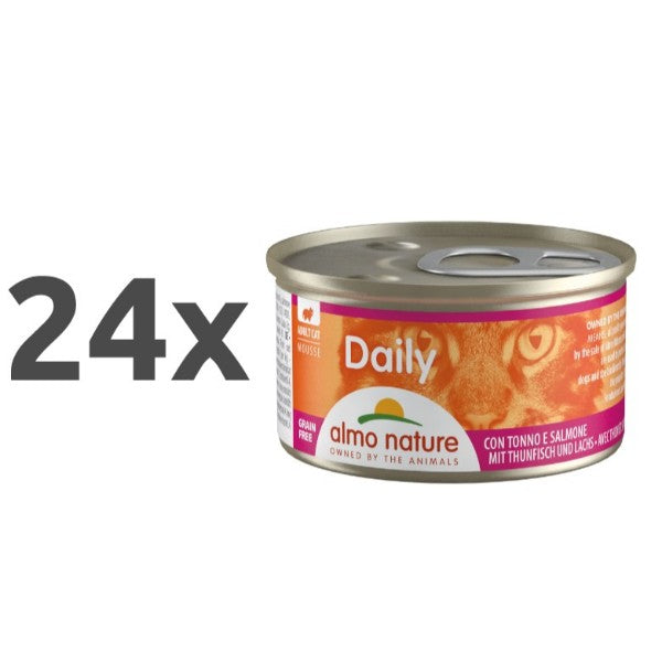 Almo Nature Daily Mousse konzerva - tuna in losos - 85 g - 24 x 85 g