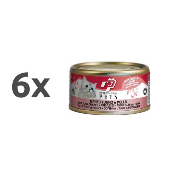 Professional Pets Naturale – govedina, tuna in piščanec – 70 g - 6 x 70 g