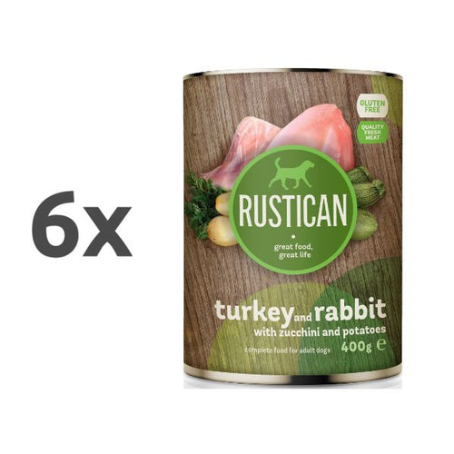 Rustican konzerva Adult - puran in kunec - 6 x 400 g