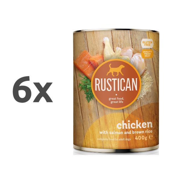 Rustican konzerva Adult - piščanec in losos - 6 x 400 g