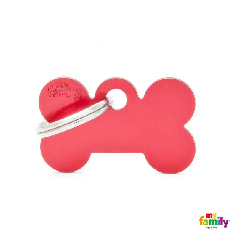 My Family identifikacijski obesek aluminij, mala kost - GRAVIRANJE GRATIS! - rdeča