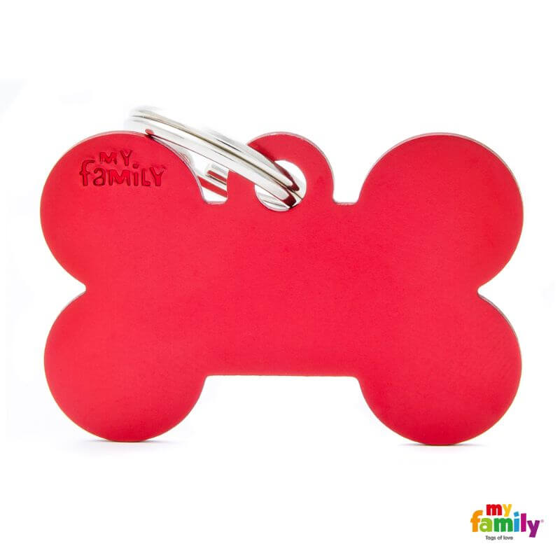 My Family identifikacijski obesek aluminij, velika kost - GRAVIRANJE GRATIS! - rdeča