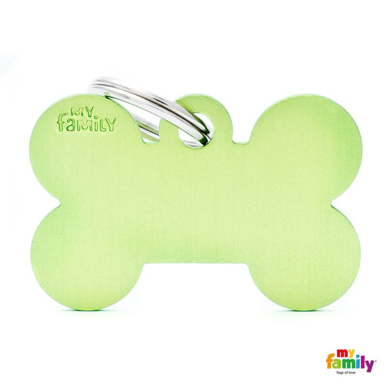 My Family identifikacijski obesek aluminij, velika kost - GRAVIRANJE GRATIS! - zelena