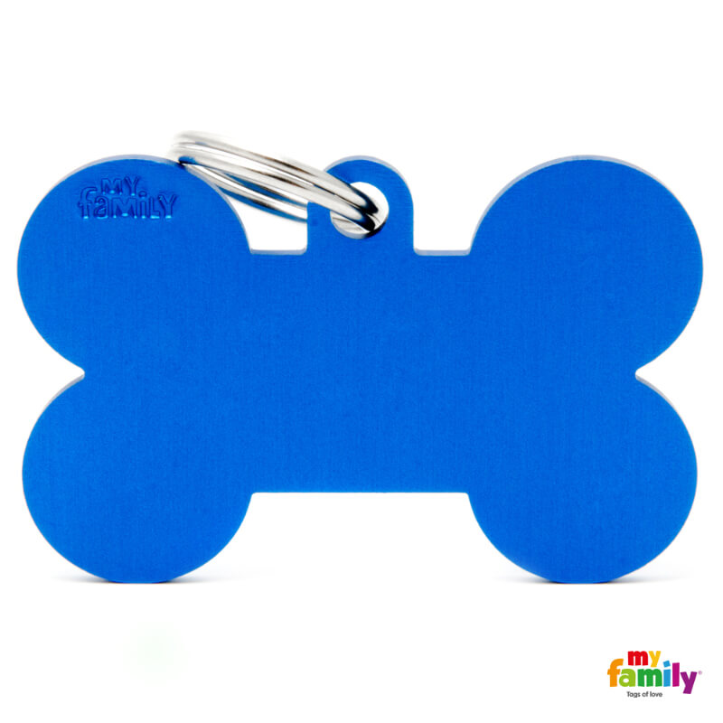 My Family identifikacijski obesek aluminij, XL kost - GRAVIRANJE GRATIS! - modra