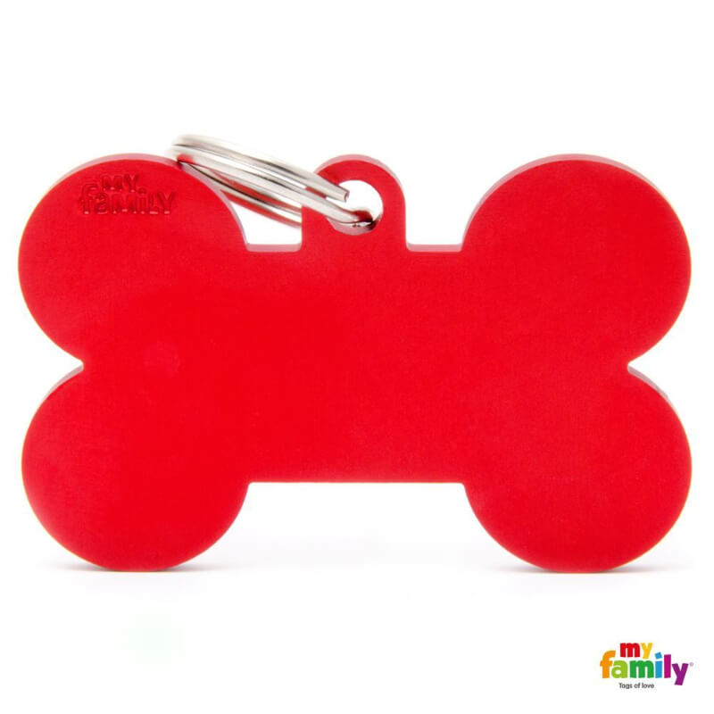 My Family identifikacijski obesek aluminij, XL kost - GRAVIRANJE GRATIS! - rdeča