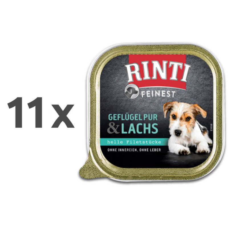 Rinti Feinest alutray - perutnina in losos - 150 g - 11 x 150 g