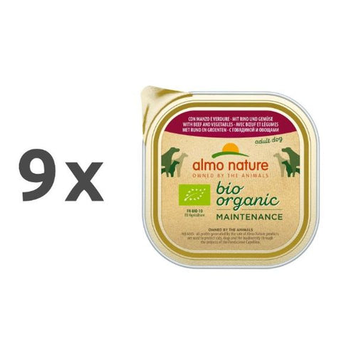 Almo Nature Bio Organic - govedina in zelenjava - 9 x 300 g