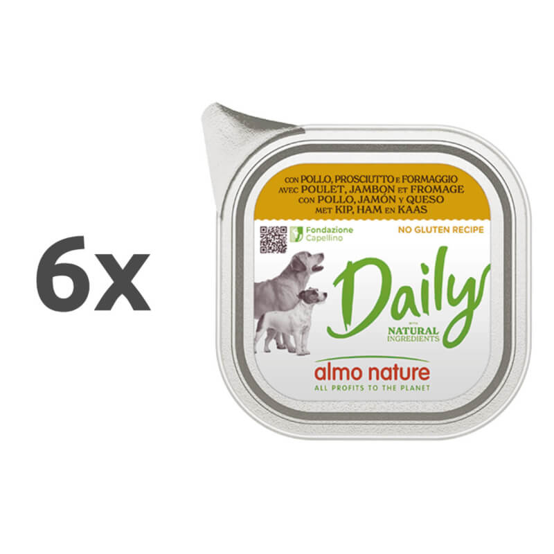 Almo Nature Daily - piščanec, šunka in sir - 100 g - 6 x 100 g