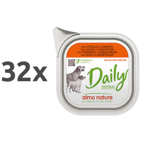 Almo Nature Daily - teletina in korenje - 100 g - 32 x 100 g