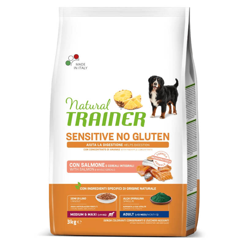 Natural Trainer Sensitive No Gluten Adult Medium/Maxi - losos - 3 kg