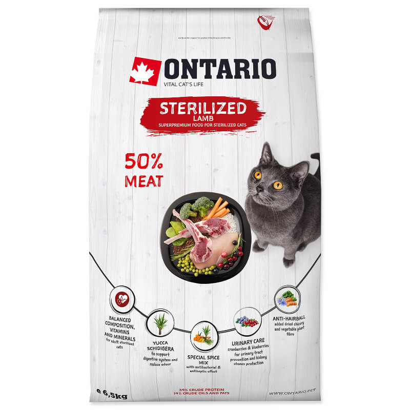 Ontario Cat Sterilised - ovca - 6,5 kg