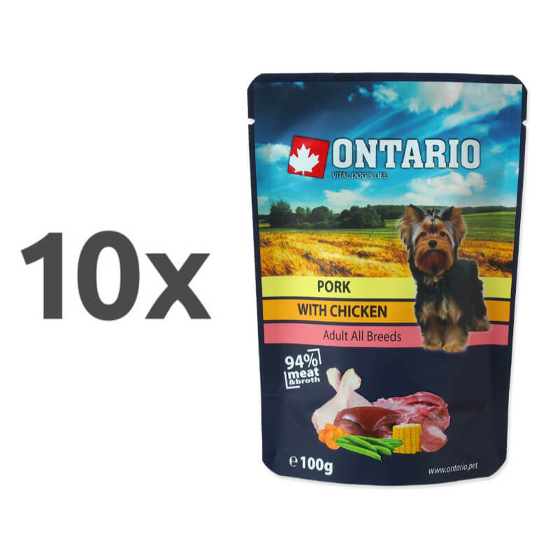 Ontario Dog - piščanec, svinjina in zelenjava v juhi - 100 g - 10 x 100 g