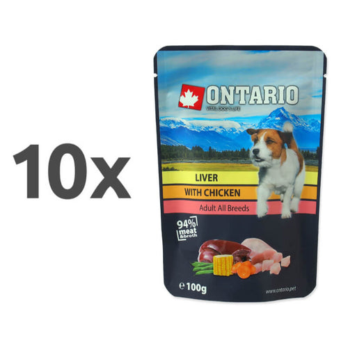 Ontario Dog - piščanec in jetra v juhi - 100 g - 10 x 100 g