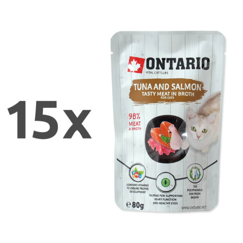 Ontario Cat - tuna in losos v juhi - 80 g - 15 x 80 g