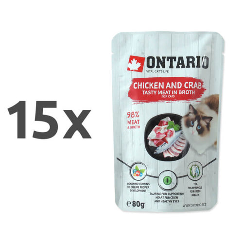 Ontario Cat - piščanec in rakovica v juhi - 80 g - 15 x 80 g