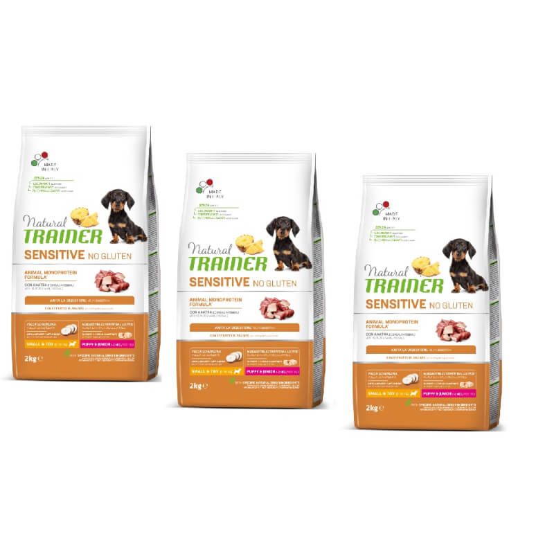 Natural Trainer Sensitive No Gluten Puppy & Junior Mini - raca - 3 x 2 kg