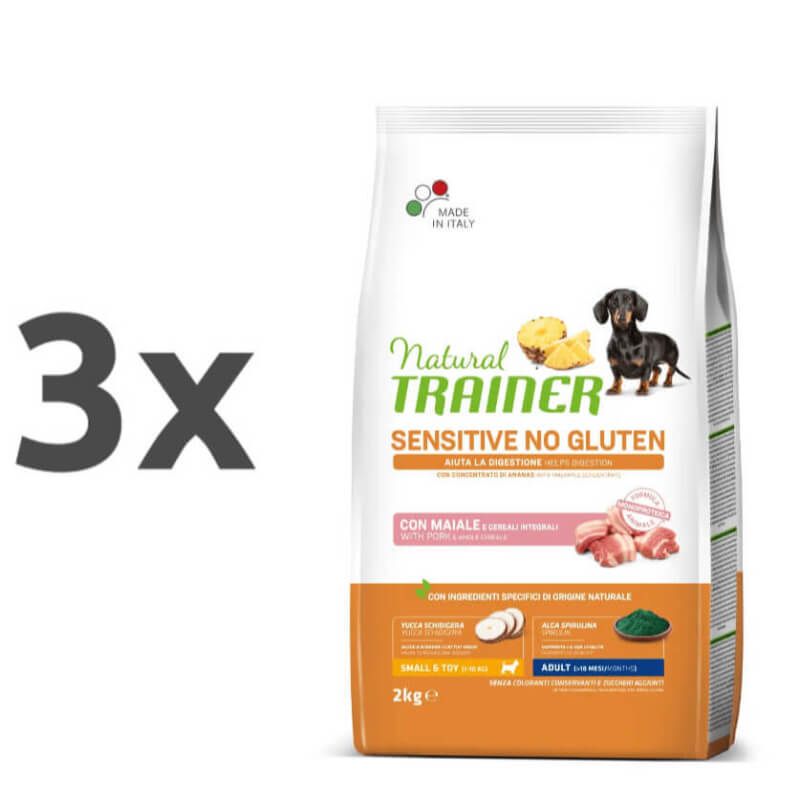 Natural Trainer Sensitive No Gluten Adult Mini - svinjina - 3 x 2 kg