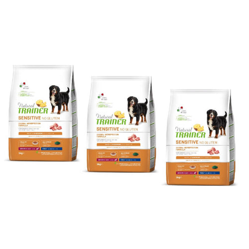 Natural Trainer Sensitive No Gluten Adult Medium/Maxi - svinjina - 3 x 3 kg