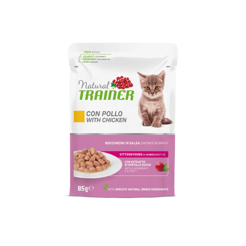 Natural Trainer Cat Kitten&Young, vrečka - piščanec - 85 g - 85 g