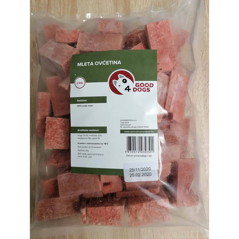 Good4Dogs mleta ovčetina za pripravo obroka, kocke - 2 kg