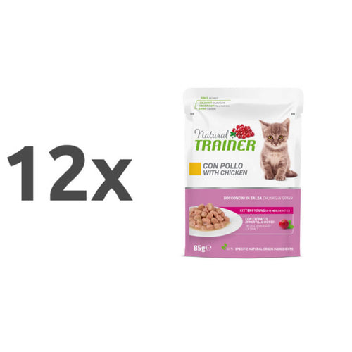 Natural Trainer Cat Kitten&Young, vrečka - piščanec - 85 g - 12 x 85 g