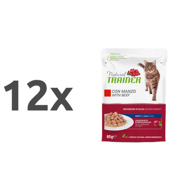 Natural Trainer Cat Adult, vrečka - govedina - 85 g - 12 x 85 g