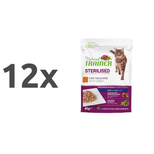 Natural Trainer Cat Sterilised, vrečka - puran - 85 g - 12 x 85 g