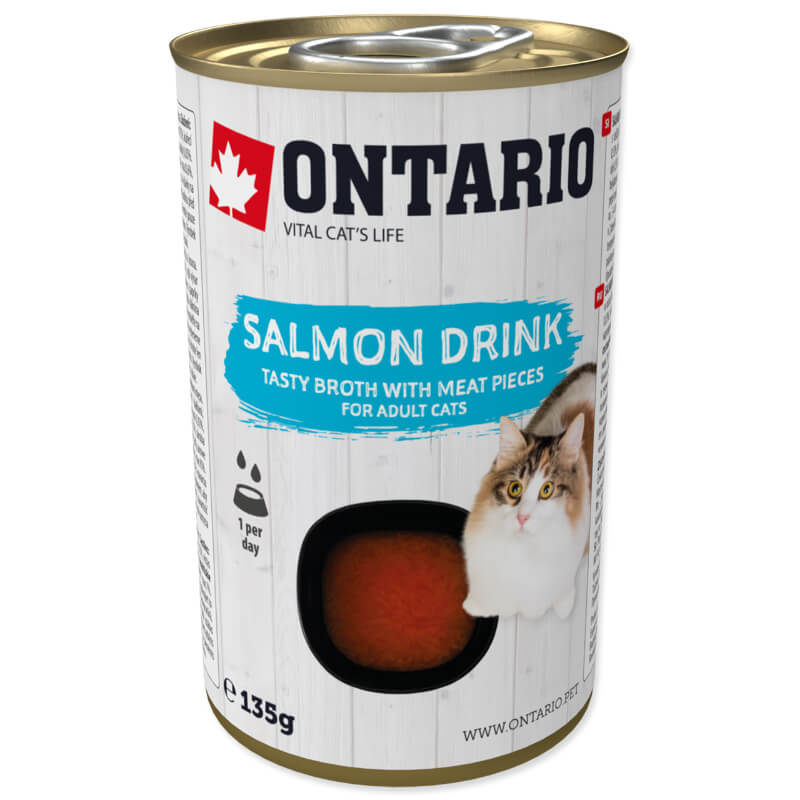 Ontario Cat pijača s koščki lososa - 135 g