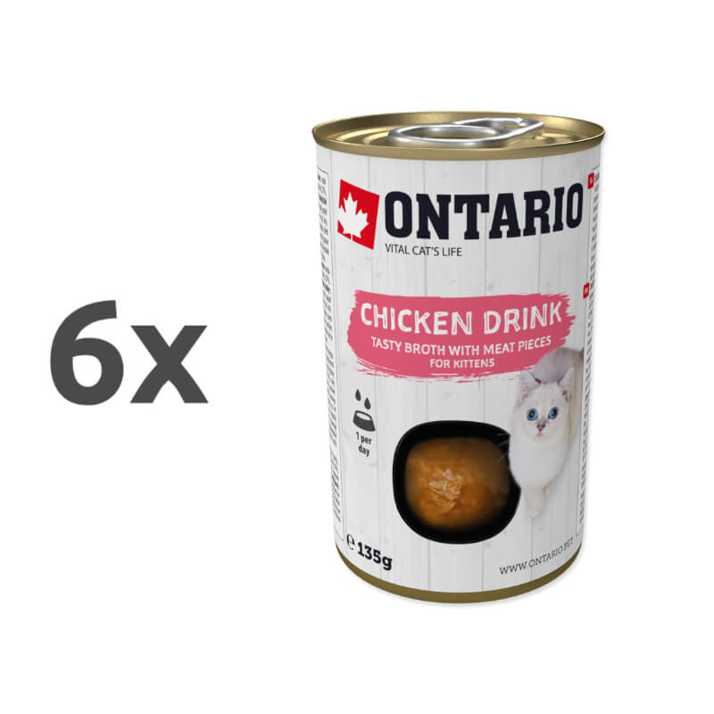 Ontario Kitten pijača s koščki piščanca - 6 x 135 g