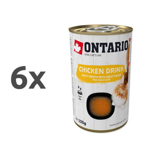 Ontario Cat pijača s koščki piščanca - 6 x 135 g