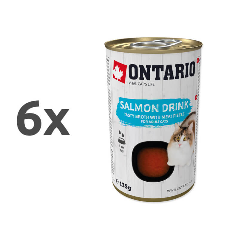 Ontario Cat pijača s koščki lososa - 6 x 135 g