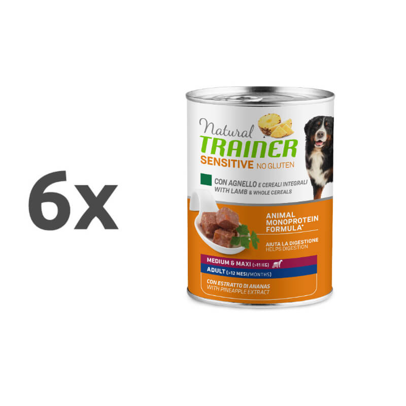 Natural Trainer No Gluten Adult - ovca in žito - 6 x 400 g