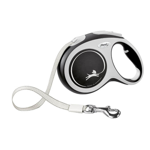 Flexi povodec New Comfort L, trak - 5 m (različne barve) - črna