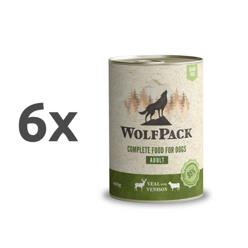 WolfPack Adult - teletina in divjačina - 6 x 400 g