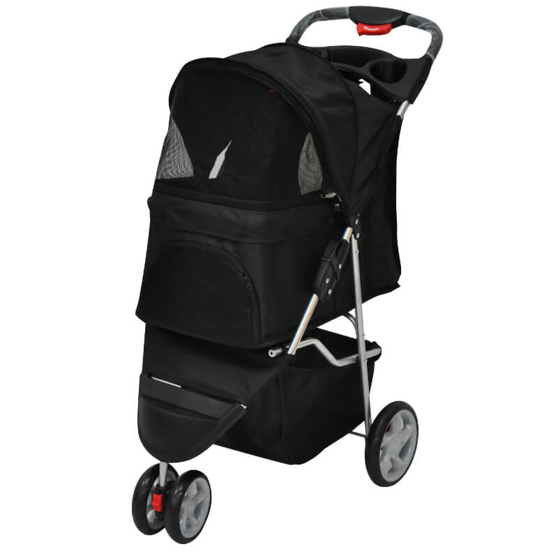 Pawise voziček za pse, črn - 68 x 46 x 100 cm