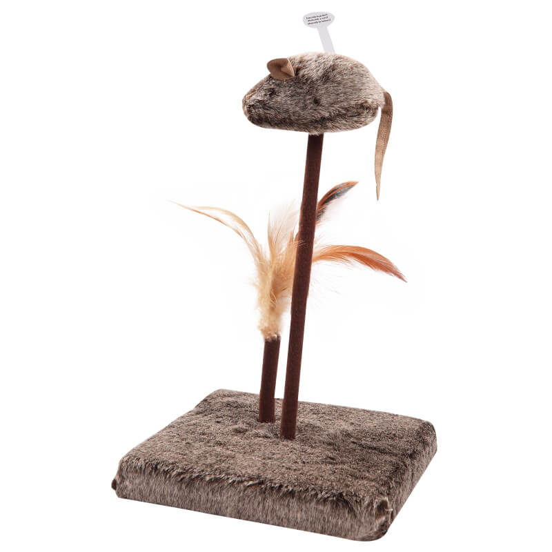 Pawise podstavek z miško in perjem - 27 cm