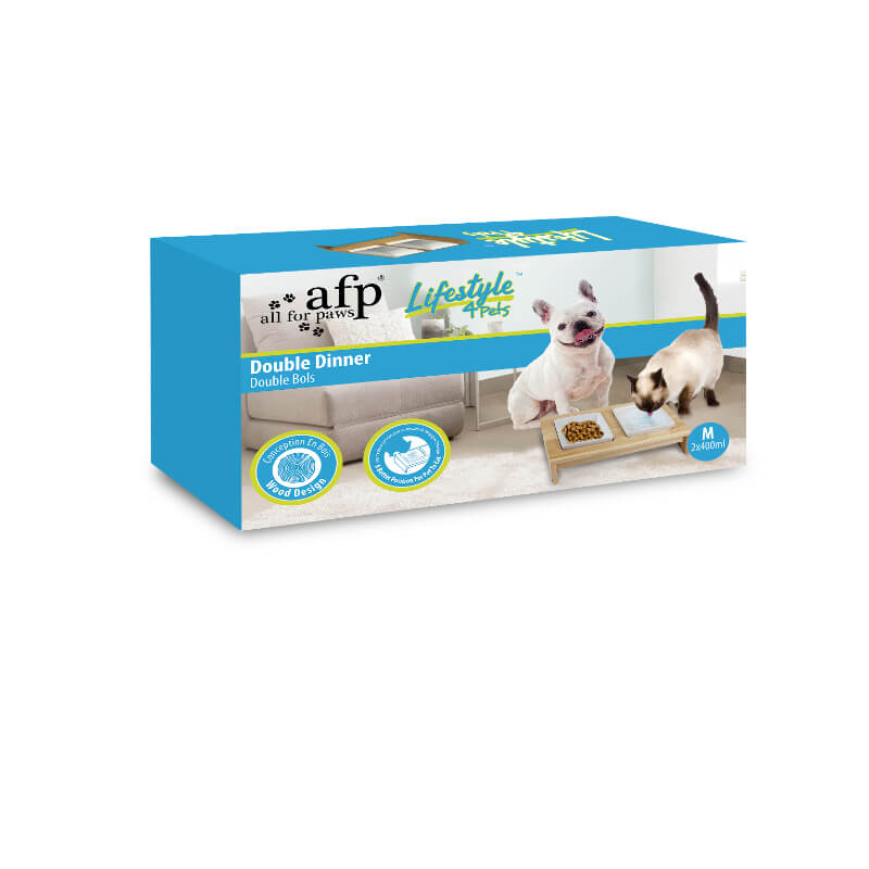 All For Paws Double Dinner stojalo s posodama, M - 2 x 400 ml (2)
