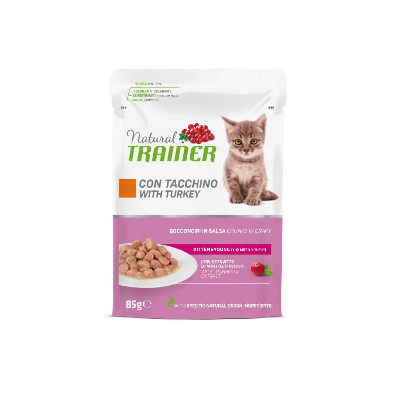 Natural Trainer Cat Kitten&Young, vrečka - puran - 85 g - 85 g