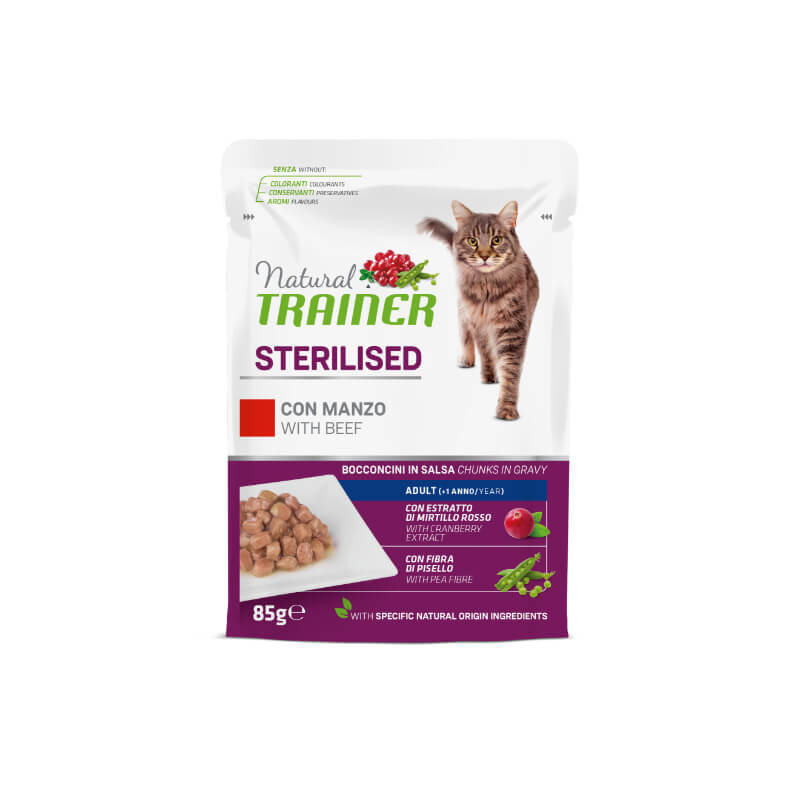 Natural Trainer Cat Sterilised, vrečka - govedina - 85 g - 85 g